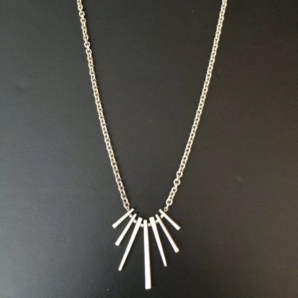 New stick necklace bars modern jewelry silver tone